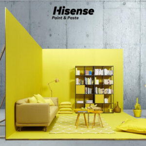 Hisense paint and paste makes your life full of colors. A library room with yellow Hisense semi-plastic paint