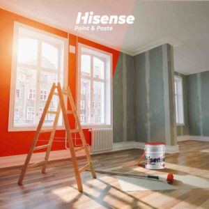 Oil paint on the house wall. It's Hisense red oil paint.
