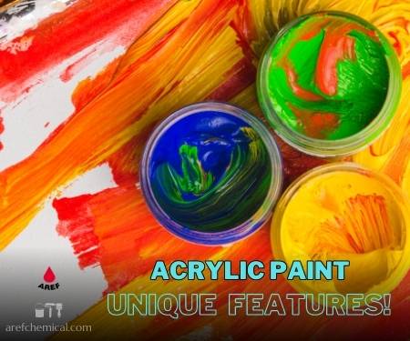 Acrylic paint is used in the construction and art